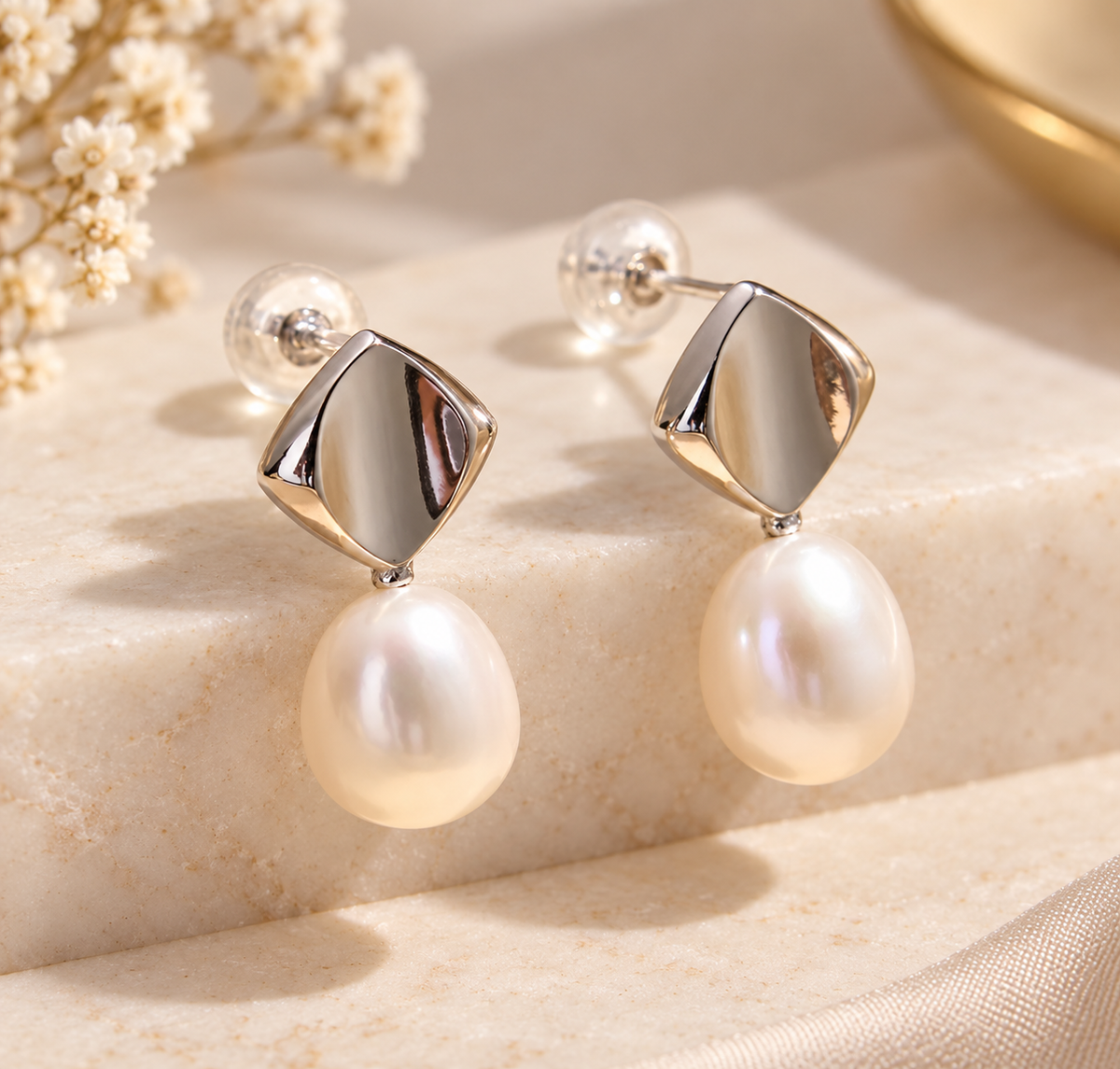 Boucles d’oreilles Ysé en argent 925 avec perles de culture d’eau douce