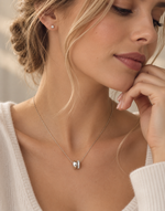 Collier Évidence Duo Pavé porté – version or rose