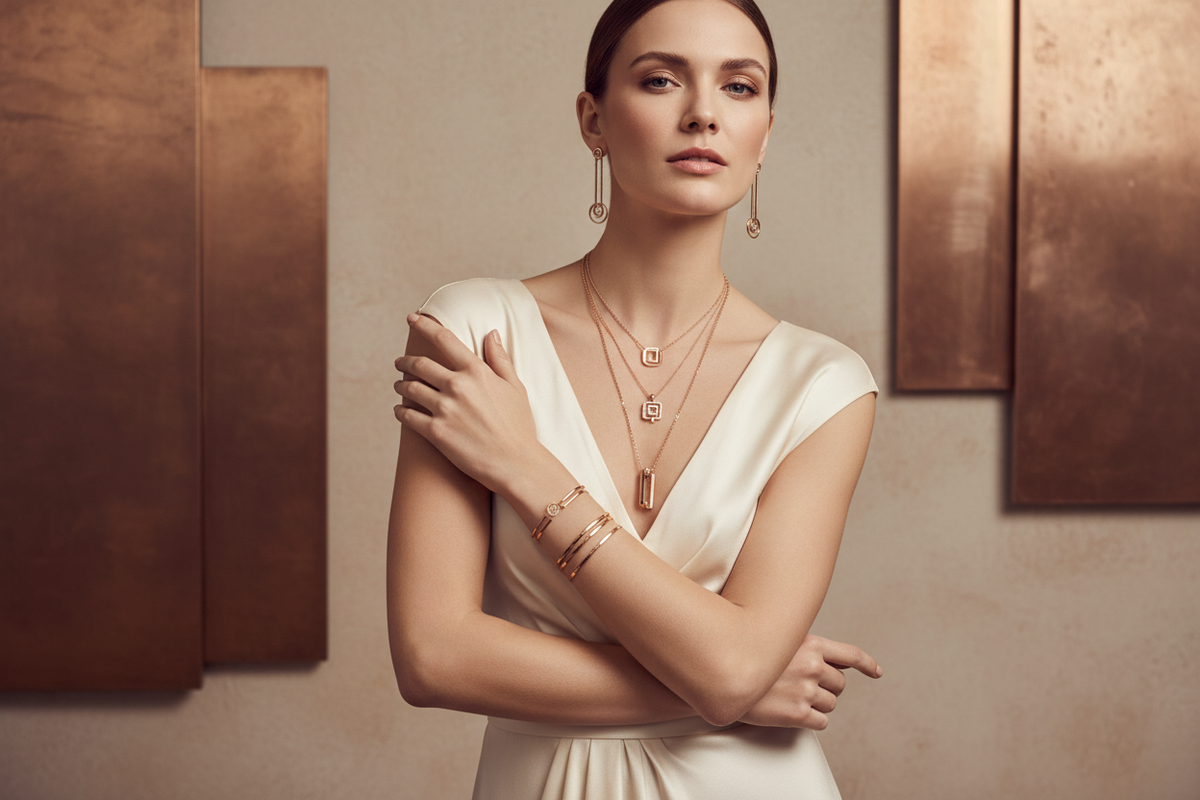 une image qui va avec mon theme et mes couleurs de bijous modernes et a la mode portés par une belle femme